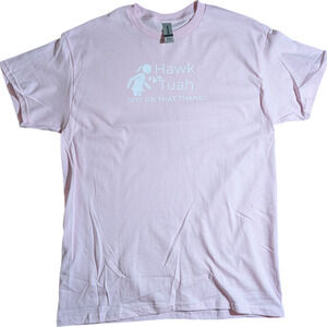 Hawk Tuah Spit On That Thang - Meme  - Light Pink Graphic Tee - Size M - NWOT